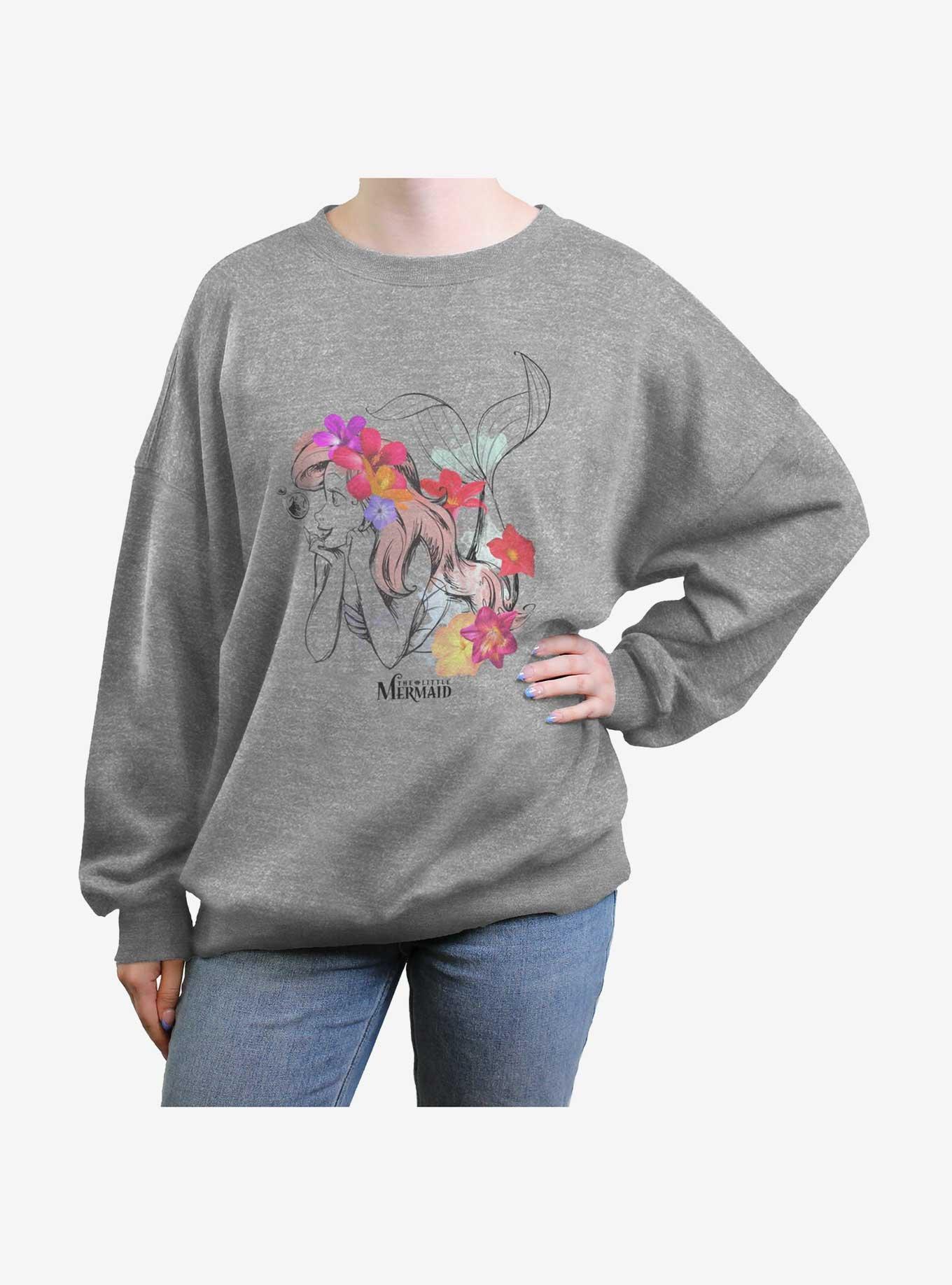 Disney The Little Mermaid Ariel Flowers In Hair Womens Oversized Sweatshirt Hot On Sale