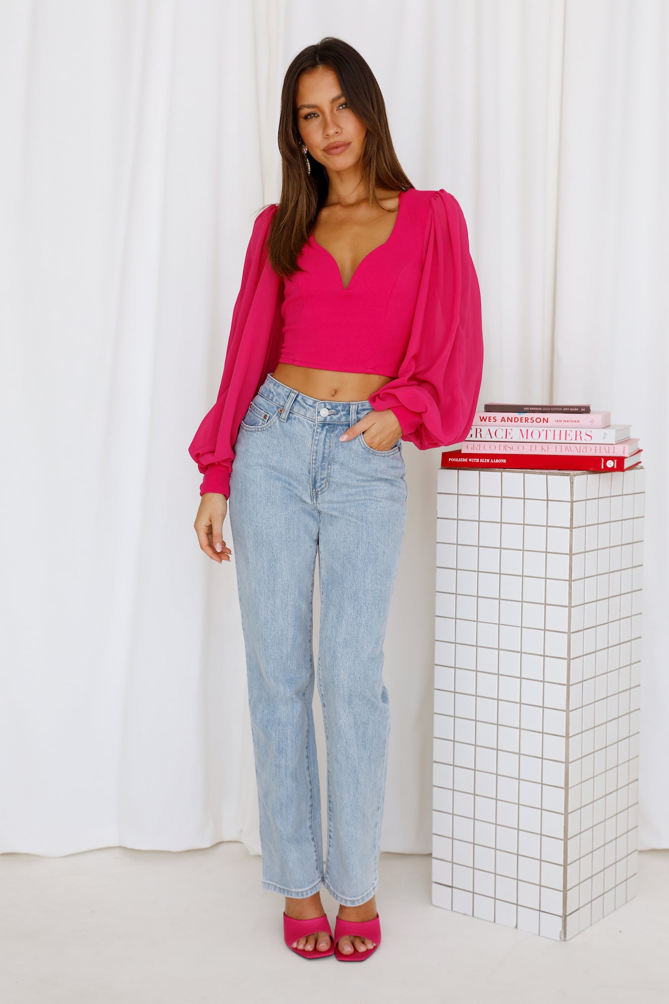 Night Train Crop Top Fuchsia Sale